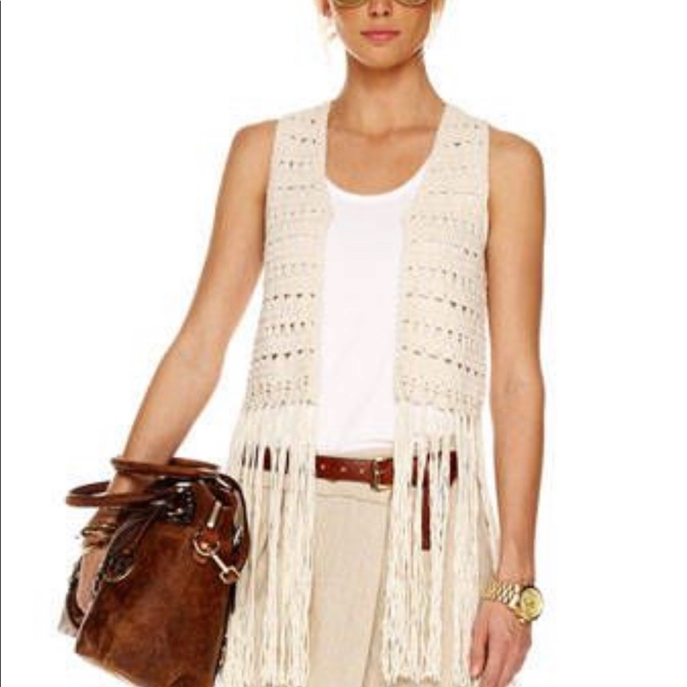 Michael Kors Festival Boho Crochet Cream Vest